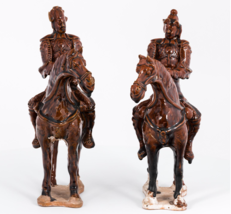 C1900s Chinese Shiwan Brown Drip Glazed Terra Cotta Warrior on Horse Bac... - £393.30 GBP