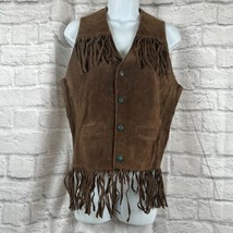 VTG Genuine Leather Cowgirl Fringe Women&#39;s Medium 40 Western Vest Made i... - $49.49