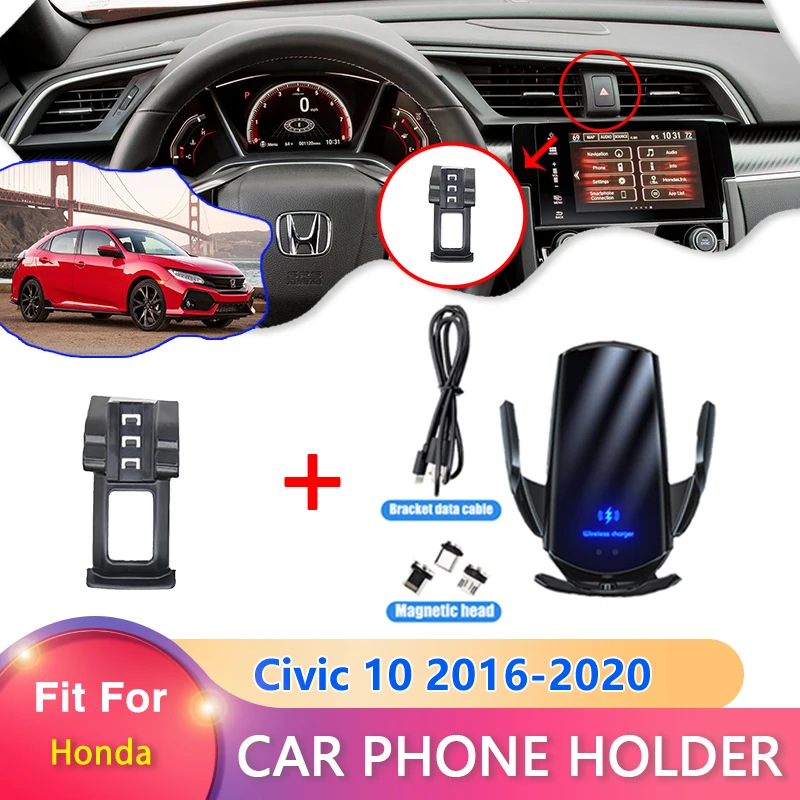Car Mobile Phone Holder for Honda Civic 10 FC FK 2016 2017 2018 2019 2020 GPS - £26.70 GBP