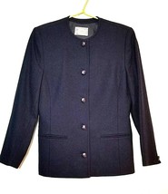 Pendleton 100% Virgin Wool Navy Blue Jacket Blazer Jewel Collar Vintage Wms  4 - £33.88 GBP