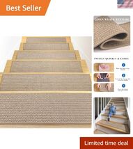 Linen Non-Slip Stair Treads for Wooden Steps Indoor, 8" X 30" 15Pack Car... - $85.37