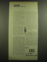 1946 CBS Columbia Broadcasting System Ad - Listen: February 16, 1946 - $18.49