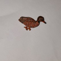 GERRY&#39;S Duck Pin Brooch Small Signed Enamel Vintage Painted Brown/Green - £9.03 GBP
