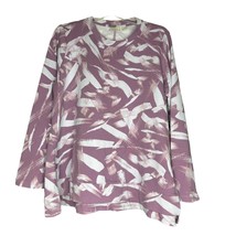 Logo Lounge Womens Top Pink XL Long Sleeve French Terry Abstract Tunic Blouse - £13.21 GBP