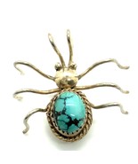 Vintage Sterling Silver Turquoise Spider Pin Native American Handmade Na... - $75.23