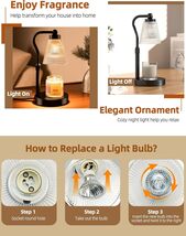 Black Clear Glass Candle Warmer Lamp Dimmable Adjustable Timer - $28.87