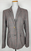 J Crew Womens Hacking Jacket Blazer Glen Plaid Wool w. Elbow Patches 59363 sz 14 - £55.39 GBP