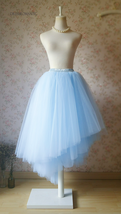 Light-blue Tiered Tulle Skirt Party Outfit Women Custom Plus Size Tulle Skirt
