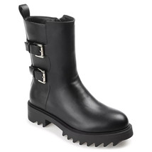 Journee Collection Womens Yasmine Moto Boots Black faux Leather sz 9.5 N... - £27.10 GBP
