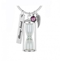 Silver Hourglass Ashes Necklace Urn - Love Charms™ Option - £62.44 GBP
