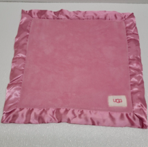 UGG Pink Mini Security Baby Blanket Lovey Lovie Plush Satin Trim 14&quot; Rare HTF - £34.15 GBP