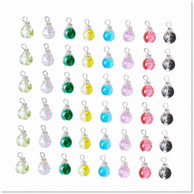 80-Piece Handmade Dangle Glass Charms with Bead Cap - Crackle Gl Drop Be... - $30.68