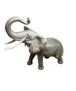 Vintage Porcelain Gray Elephant Figure 10 inch Matte Finish Realistic - $24.59