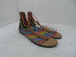 Justice Women's Zip-Up Flat Casual Sandals Rainbow/Brown Size 8M - $17.80