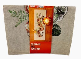 Celebrate Fall Together Pumpkin Tapestry Table Runner 36&quot; Autumn Thanksgiving - £17.33 GBP