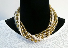 Vintage Chunky Glass Multi-Strand Necklace - £17.58 GBP