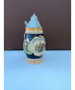 Vintage Handsome lidded decorated 6&quot; Beer stein, 1950&#39;s W. Germany - $16.45