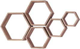 Hexagon Floating Shelves,Wall Mounted Wood Farmhouse Storage Honeycomb Wall - £38.36 GBP