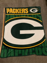 Green Bay Packers Blanket Fleece Satin Edge-VTG Like Biederlack-56x44 Heavy - £24.79 GBP