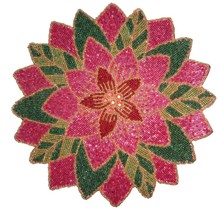 Placemat Table Mat Centre piece Beaded round Dinner Party Chargers Size 15&quot; gift - £24.15 GBP