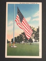 Infantry School Fort Benning GA Flag Patriotic Curt Teich 1938 Linen Postcard  - £4.63 GBP