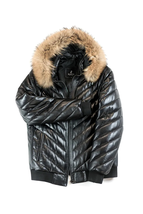 BARYA Leather Bomber Jacket with Real Fur - £188.54 GBP