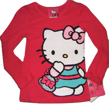 Hello Kitty Girls Long Sleeve T-Shirt Top Pink Size 4 - £5.19 GBP