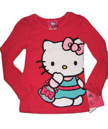 Hello Kitty Girls Long Sleeve T-Shirt Top Pink Size 4 - £5.08 GBP