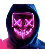 Halloween Light Up Mask Stitched Purple LED Purge Festival Cosplay Costu... - $16.81