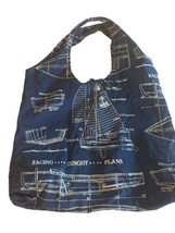 LANDS END Sailboat BAG Blue Bag Racing Sail Boat Double Handle Cotton Tote - £22.92 GBP