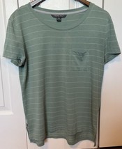 Free Fly Mens Green Striped Bamboo Blend Stretch Pocket T-Shirt MEDIUM c... - $19.77