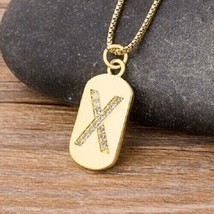 0.50Ct Real Moissanite Trendy &quot;X&quot; Initial Letter Pendant 14K Yellow Gold Plated - £194.94 GBP