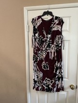 Lauren Ralph Lauren 16W Burgundy Black Faux Wrap Floral Sleeveless Dress... - £29.85 GBP
