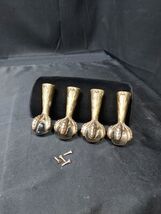 Antique Set 4 Victorian Piano Stool Glass Ball Brass Claw Feet Repurpose... - $49.61