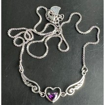 ELEGANT 925 STERLING SILVER WINGED HEART NECKLACE SKY - $34.75