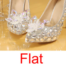 Silver Crystal Wedding Shoes Rhinestone  Beaded Women Pumps Pointed Toe High Hee - £93.80 GBP