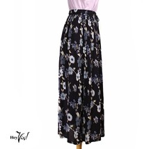 Vintage Carolyn Taylor Blue Floral  Rayon Flowy Skirt, Elastic Waist M -... - £22.38 GBP