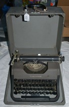 Vtg Working 1950s UNDERWOOD Leader 2-Tone Gray/Black Portable Typewriter... - $186.99