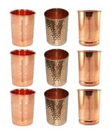 Copper Water Drinking Tumbler Glass 3 Silvertouch 3 Smooth 3 Hammered 30... - £40.33 GBP