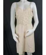 Vtg Vanity Fair Full Slip Dress Womens 38 S Silky Nude Lace Nylon Linger... - $1,064.54 MXN