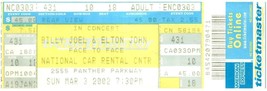 Billy Joel Elton John Ticket Stub March 3 2002 Sunrise Florida - £11.15 GBP