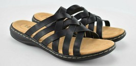 IZOD Womens Slaight Faux Leather Black Crisscross Strap Slip On Sandals Size 6.5 - £10.24 GBP