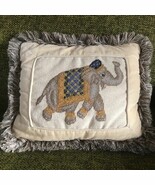 Vintage Loie Elephant  Wool Needlepoint Pillow with Fringe  13  x 11 - $27.72