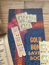 Vintage set of 3 unused Gold Bond Savers books & 28 unused stamps  image 3