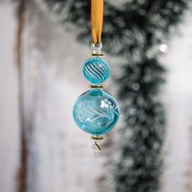 Blue  ball Christmas Ornament Handmade Engraved . - $32.66