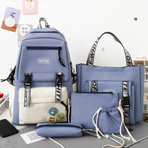 5 Pcs Set Harajuku Women Laptop Backpack Canvas School Bags For Teenage Girls Ka - £46.43 GBP