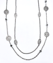 White House Black Market Silver Tone Convertible Double Chain Station Necklace - £17.12 GBP