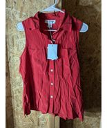 Katherine Kelly size 10 red silk sleeveless button up top - $41.66 CAD