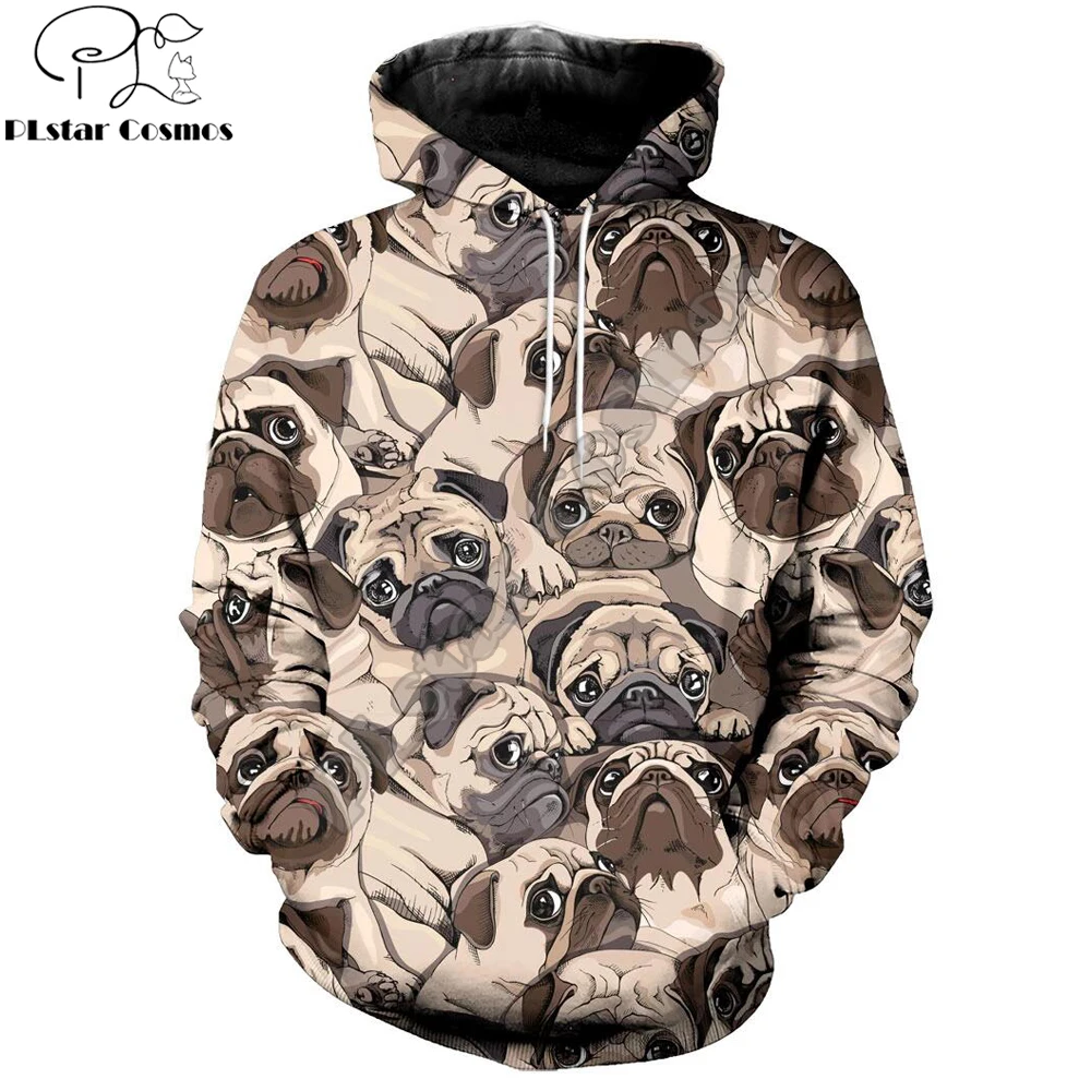 PL Cosmos  2019 Fashion Mens hoodies 3D Printed   Pug Hoodie Harajuku streetwear - £81.97 GBP