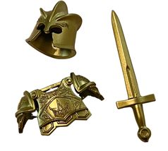 2 Sets of Gold Building Block Knight Armour-Brick Parts-Play Toys - £3.91 GBP